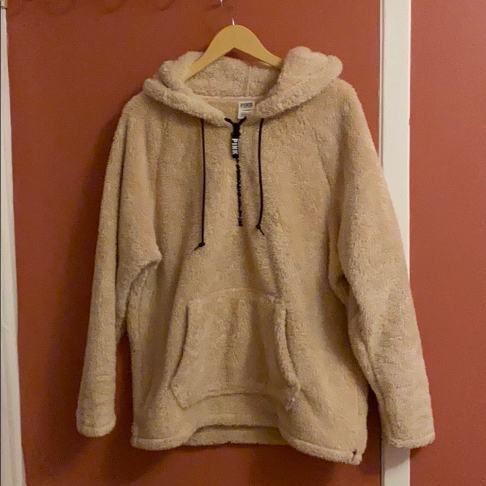 PINK Teddy Bear Peach Sweater